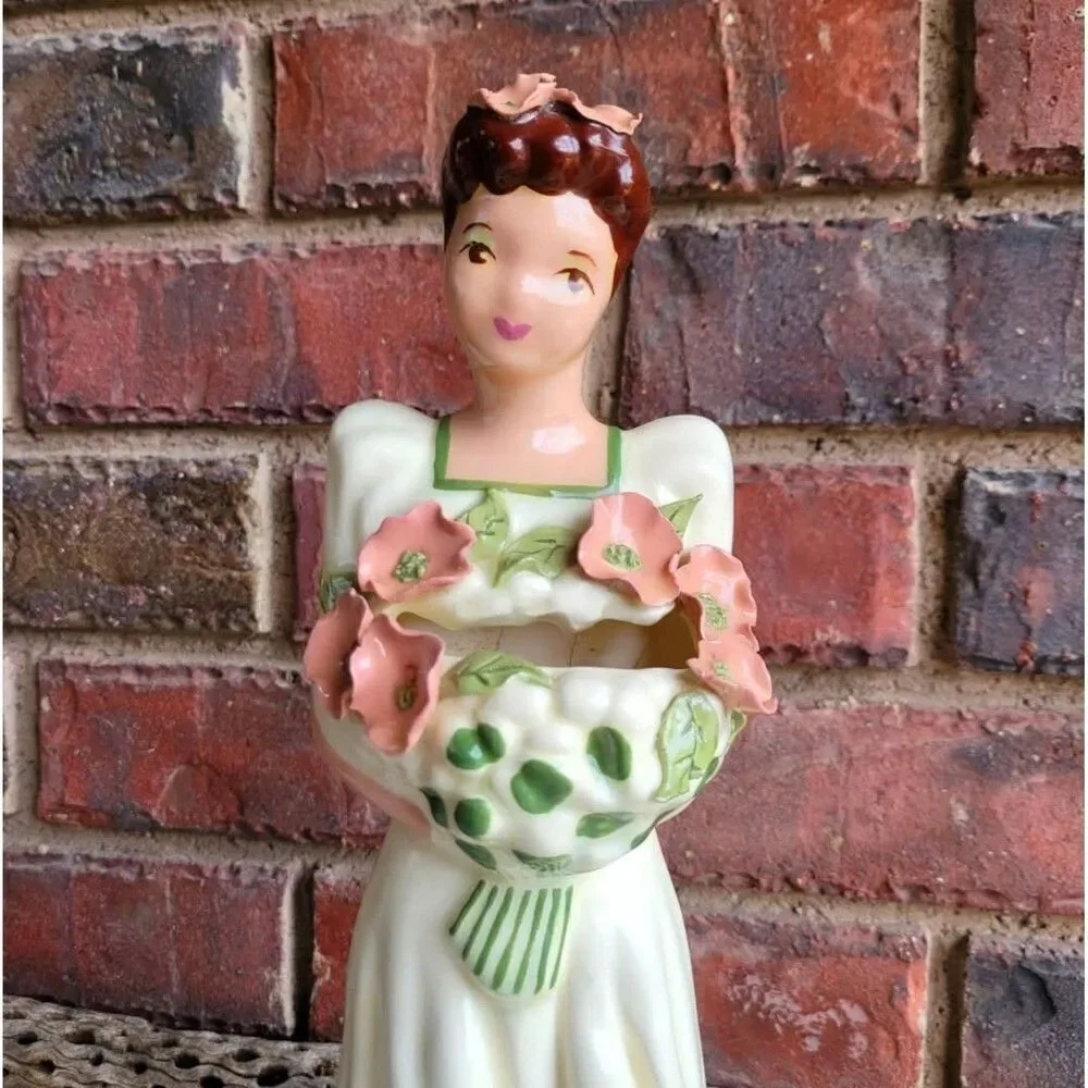 Vintage Beautiful & Rare Tall California Pottery Elegant Lady Bouquet Vase
